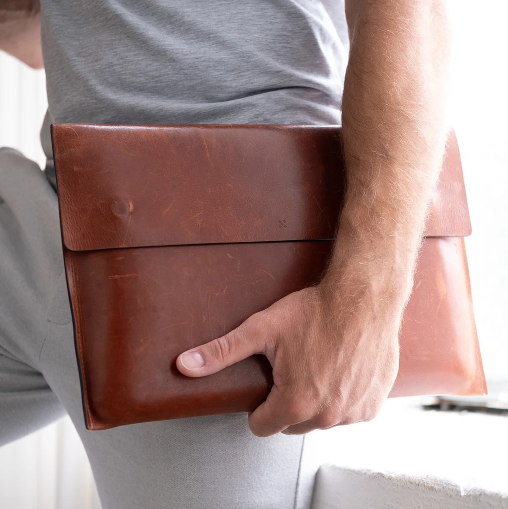 Leder Laptoptasche, Briefcase SLYMM mokka